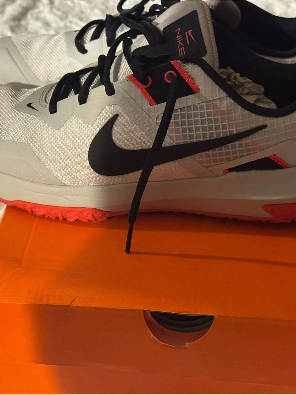 Nike Men’s White and Coral/Black Athletic Sneakers